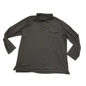 G/FORE Men's XXL Long Sleeve Polo Shirt Charcoal Grey Stretch Embroidered Logo